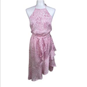 NWT’s Express Women’s Pink Dot Ruffle Halter Dress size XS